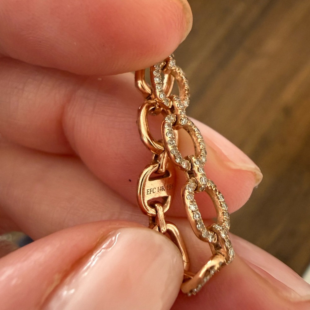 Rose Gold EF Collection Diamond Chain Link Ring - Picture 7 of 7